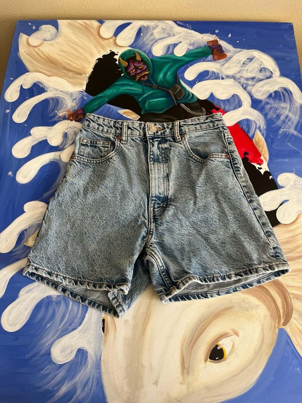 Zara Acid Wash High-Rise Denim Mom Shorts
